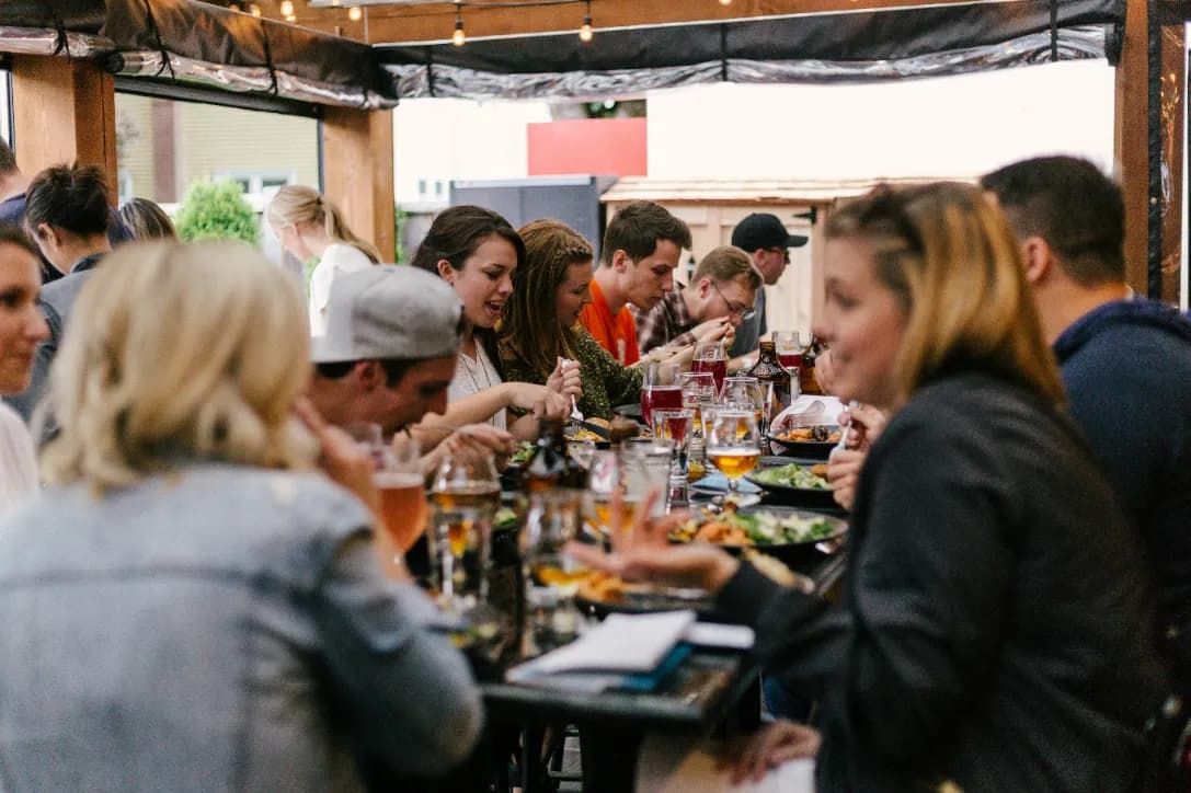 Guests celebrating with drinks